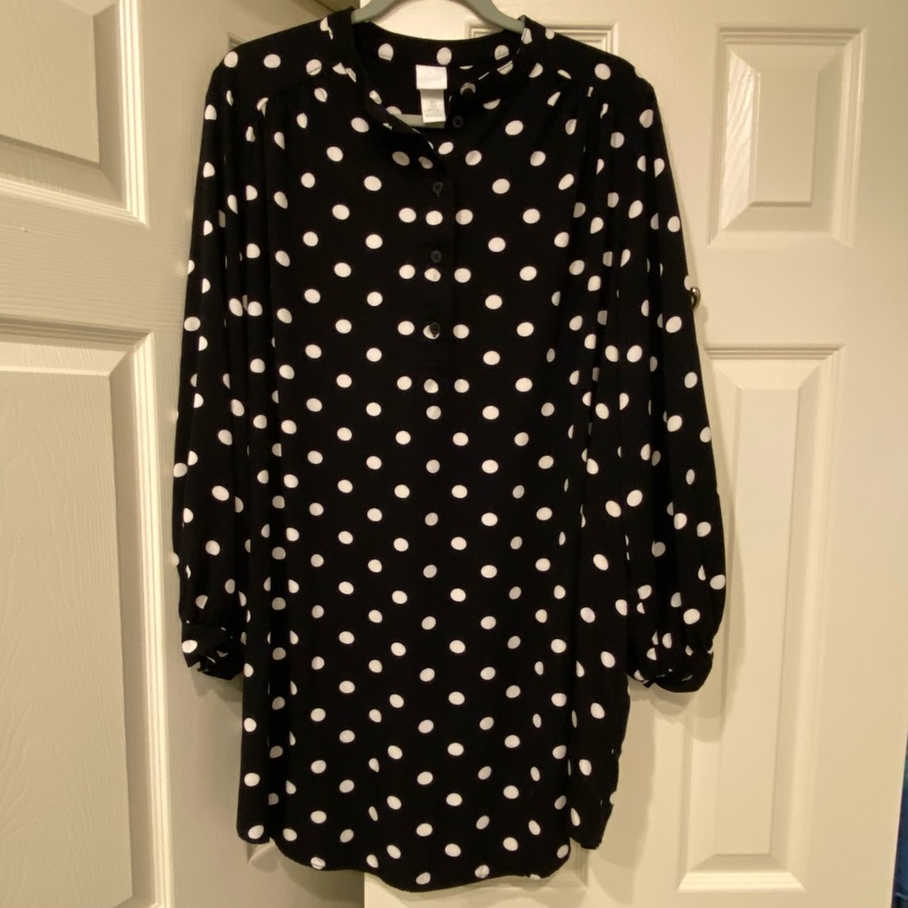 H & M Ladies Dress - Black and White Polka Dot EUC